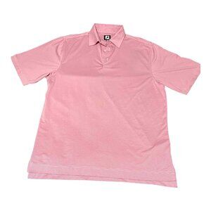 FootJoy Polo Shirt Mens Large Pink Striped Performance Golf Lightweight Athletic